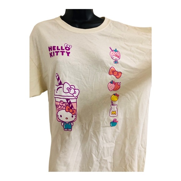 Hello Kitty cream relaxed fit graphic print ice cream shop t-shirt size large - Picture 3 of 16